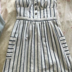 American Eagle Outfitters Navy and White Strapless Top